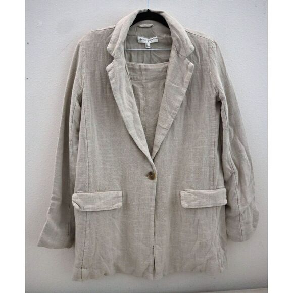 Free People OB1546322 Women's Sz 0 Stone/Beige If You Try Short Suit Set - Picture 1 of 16